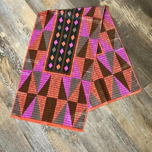 Vintage 60s Robinson Golluber Japanese Acetate Geometric Rectangular Scarf - Picture 6 of 6